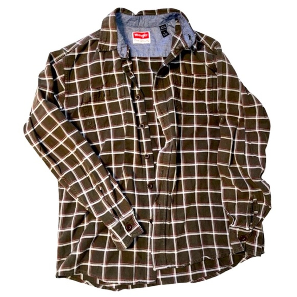 Wrangler Button Down Plaid Flannel Shirt Size Medium